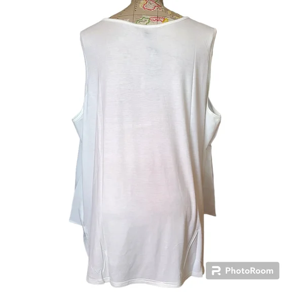 NWT Diane Gilman DG2 Size 2X White Sleeveless Flowy Layered Blouse - Picture 3 of 16